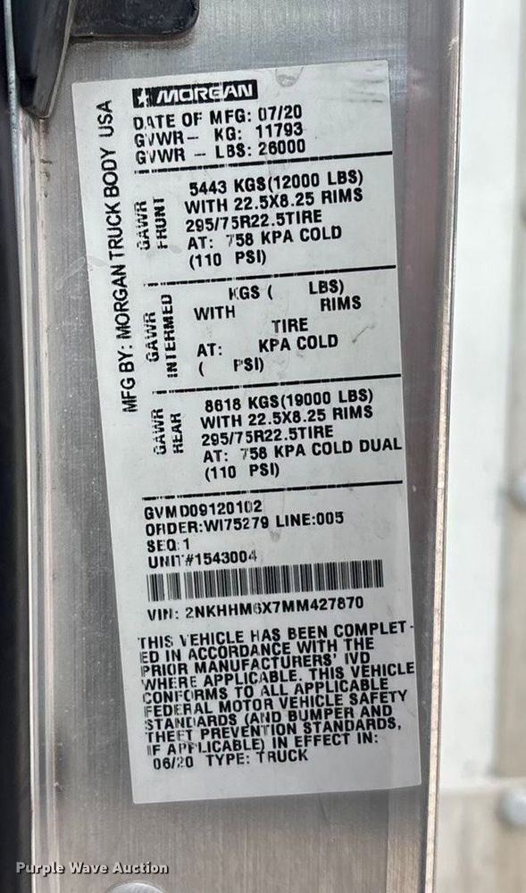 image for item EA4454 2021 Kenworth T270 box truck