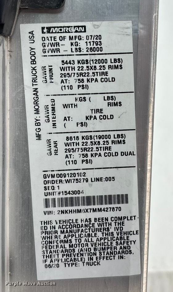 image for item EA4454 2021 Kenworth T270 box truck