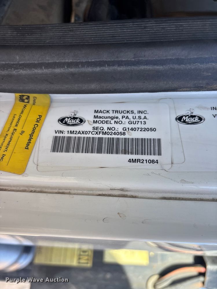 image for item EA4469 2015 Mack GU713 dump truck