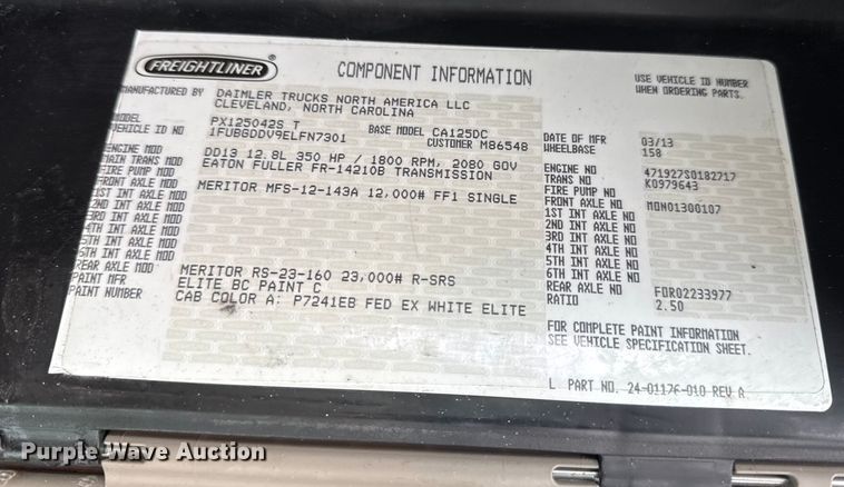 image for item EG1944 2014 Freightliner Cascadia 125 semi truck