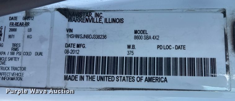 image for item EG2139 2013 International 8600 semi truck