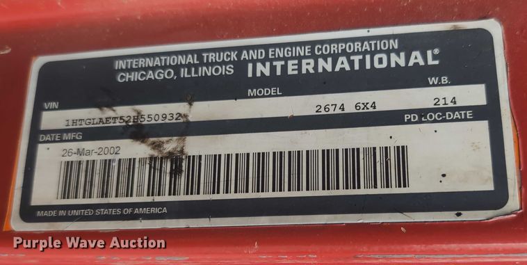 image for item EG2749 2002 International F2674 dump truck
