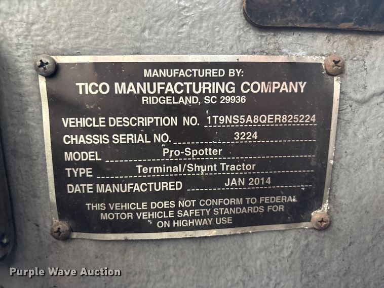 image for item EI5725 2014 Tico Pro-Spotter yard truck cab