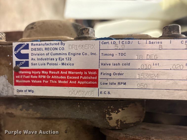 image for item EI5761 2009 Cummins 6BTAI74-2500 engine