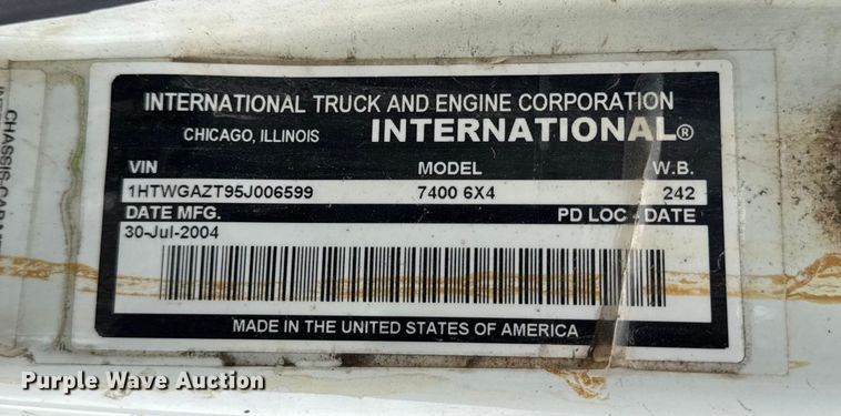 image for item ER0406 2005 International 7400 sewer jetter truck