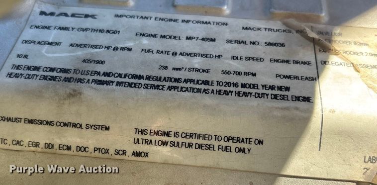 image for item ER7507 2017 Mack GU813 roll-off container truck