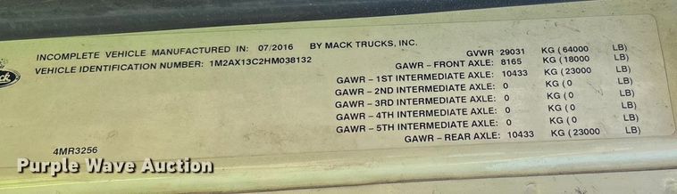 image for item ER7507 2017 Mack GU813 roll-off container truck