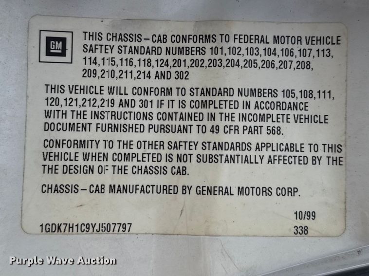 image for item ES5966 2000 GMC C7500 flatbed truck