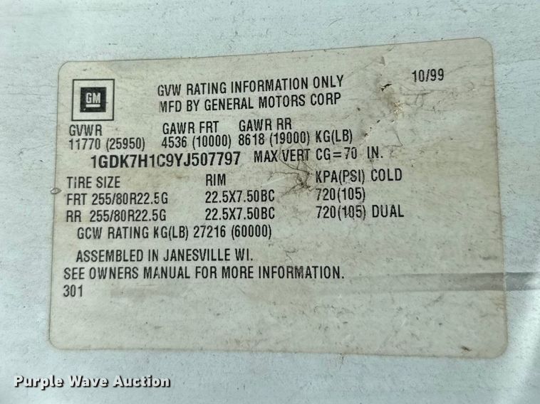 image for item ES5966 2000 GMC C7500 flatbed truck