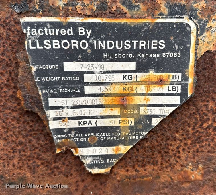 image for item FB0812 2009 Hillsboro Industries flatbed trailer