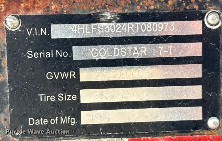 image for item FB0813 1994 Gold Star equipment trailer