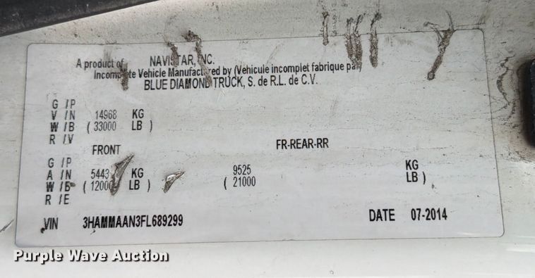 image for item FB7968 2015 International 4300 box truck