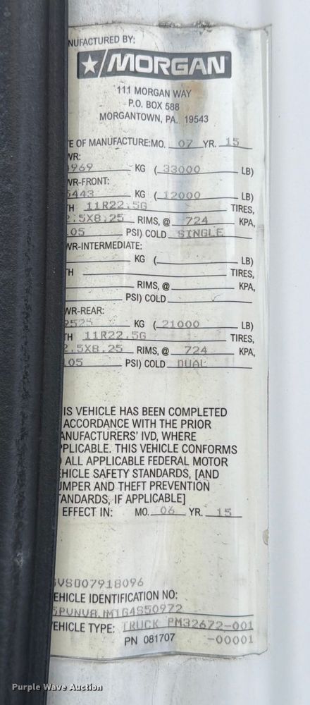 image for item FB7969 2016 Hino 338 box truck