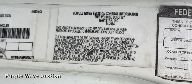 image for item FB7972 2015 International 4300 box truck