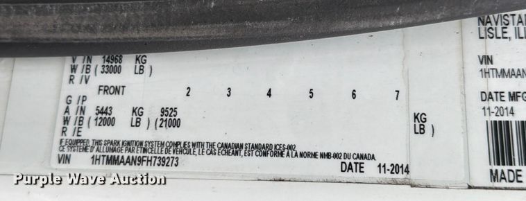 image for item FB7972 2015 International 4300 box truck