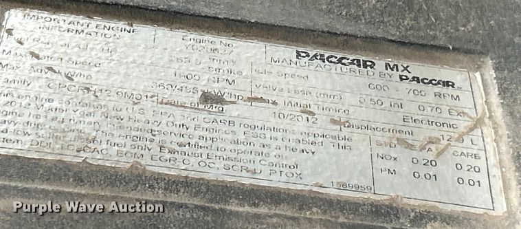 image for item FC5080 2012 Kenworth T800 semi truck