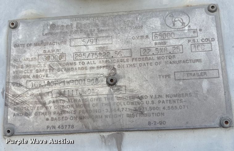 image for item FI0148 1997 Great Dane dry van trailer