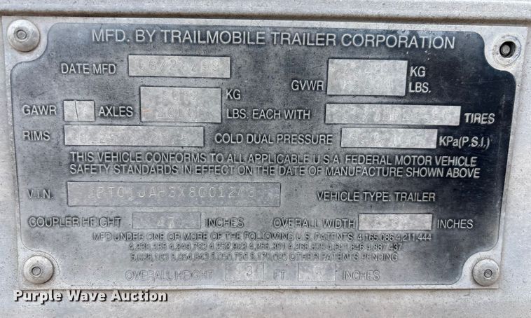 image for item FI0153 1999 Trailmobile Dry Van Trailer