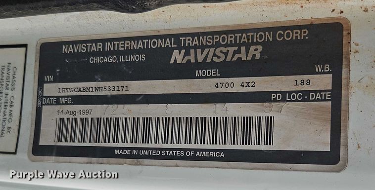 image for item FN5583 1998 International 4700 box truck