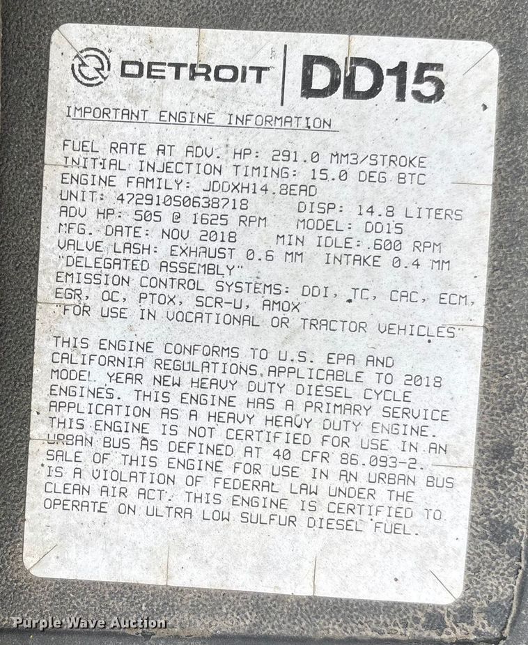 image for item YA1507 2019 Freightliner Cascadia semi truck