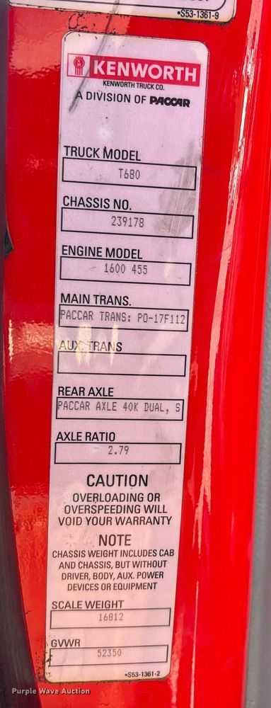 image for item YA1612 2019 Kenworth T680 semi truck