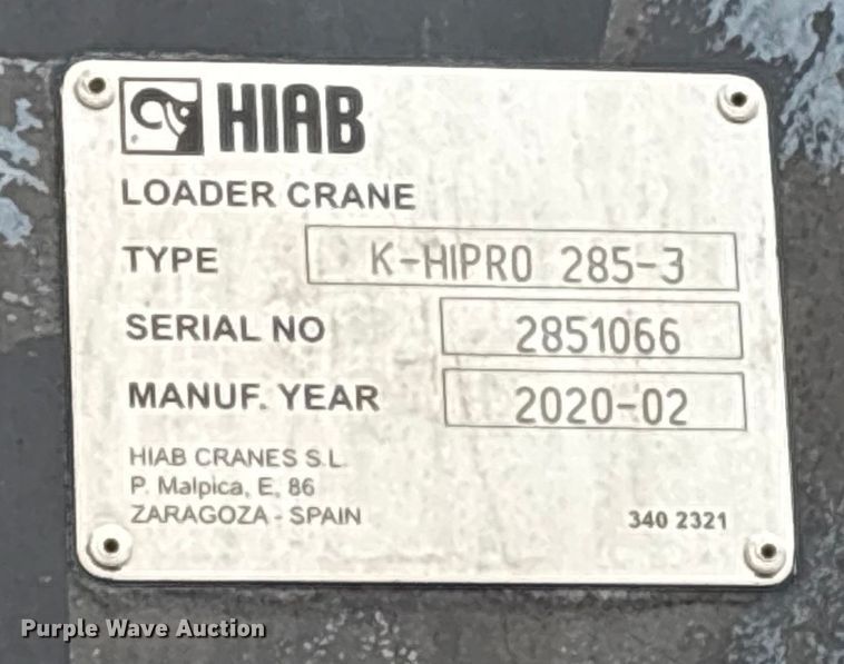 image for item YA2227 2020 Freightliner 114SD crane truck