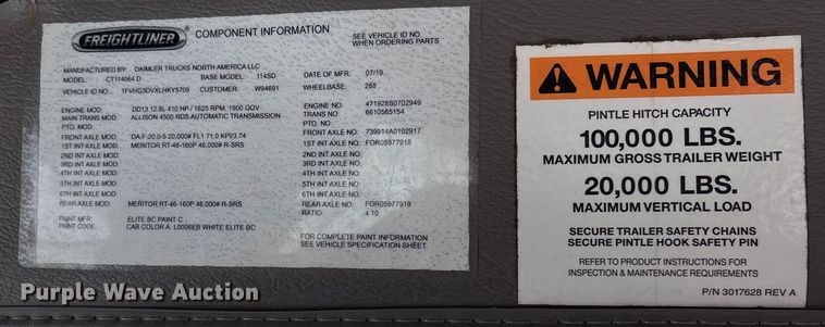 image for item YA2227 2020 Freightliner 114SD crane truck