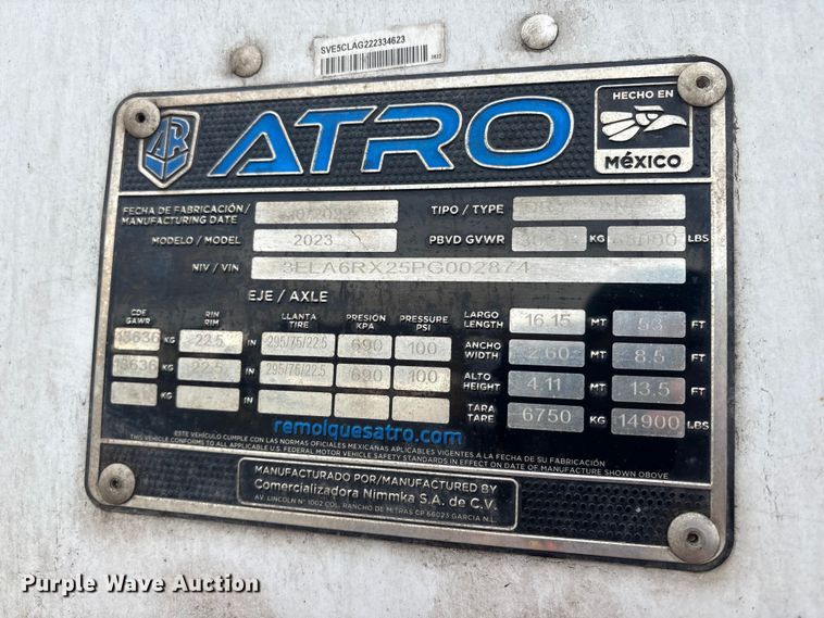 image for item YA2418 2023 Atro dry van trailer