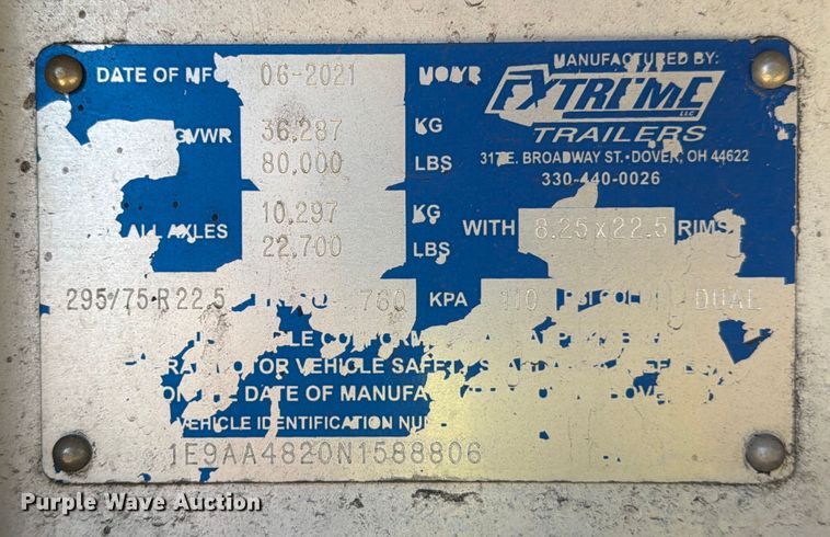 image for item YA2467 2022 Extreme Trailers side curtain trailer