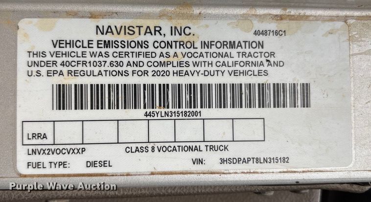 image for item YA2542 2020 International HX520 semi truck