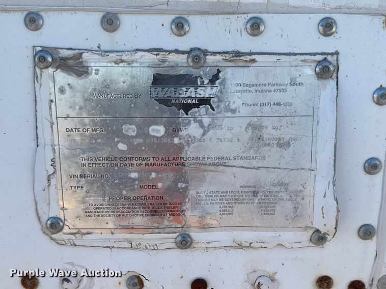 image for item YA2682 1995 Wabash dry van trailer