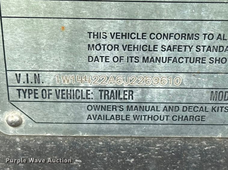 image for item YA2749 2018 Wilson DWH-650 grain trailer