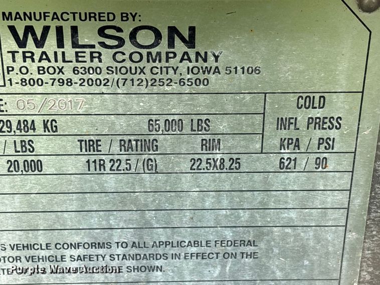 image for item YA2749 2018 Wilson DWH-650 grain trailer