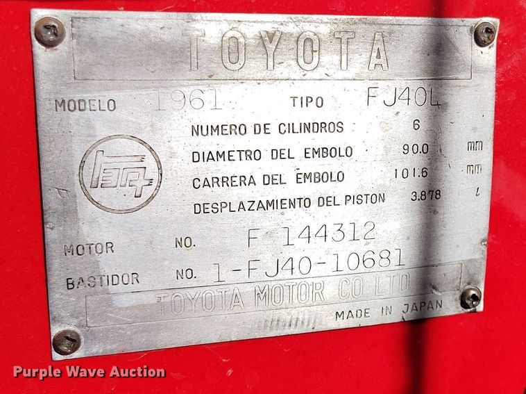 image for item BI9757 1961 Toyota FJ 40 Land Cruiser SUV