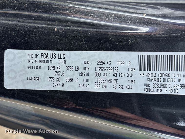 image for item DT0056 2018 RAM 1500 pickup truck