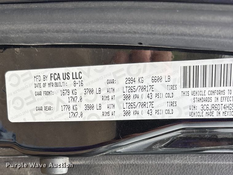 image for item DT0057 2017 RAM 1500 pickup truck