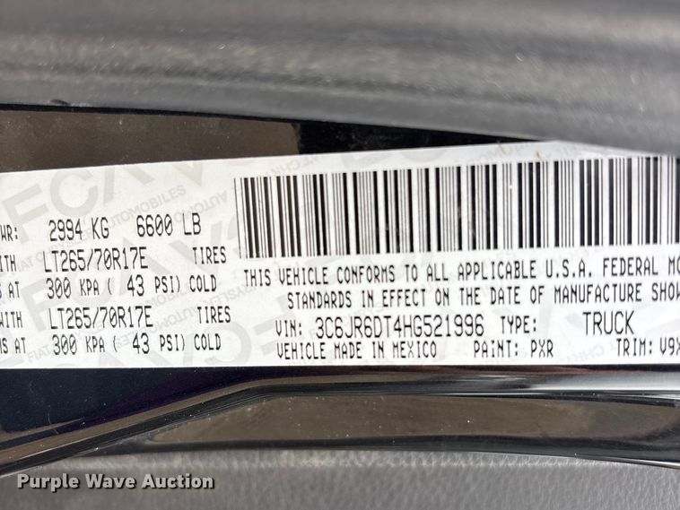 image for item DT0057 2017 RAM 1500 pickup truck