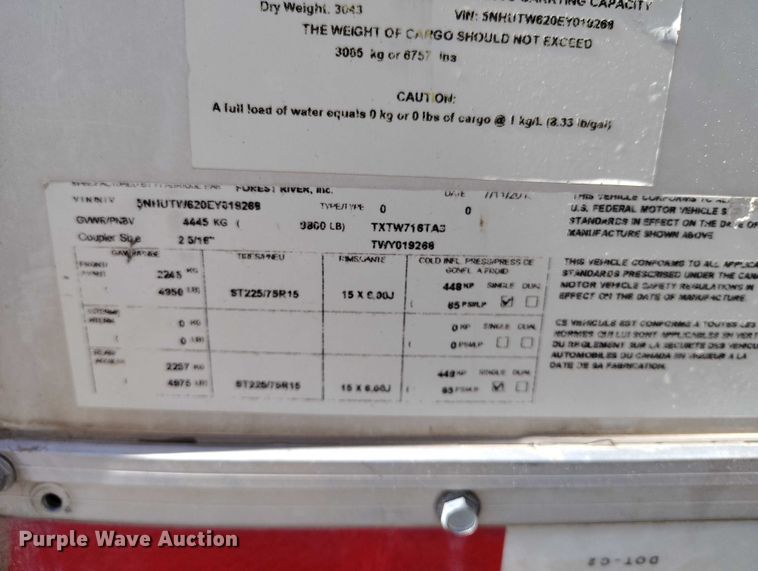 image for item DT0966 2014 Forest River enclosed cargo trailer