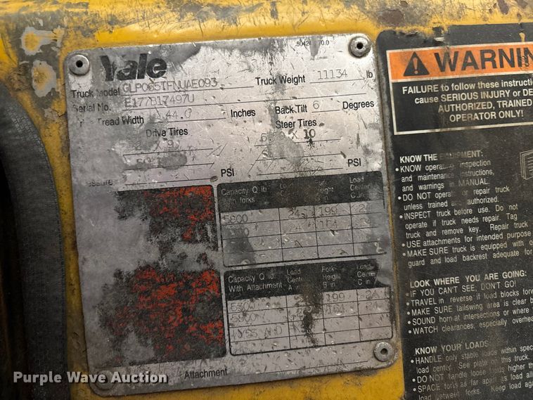 image for item DT2854 1997 Yale GLP065 forklift