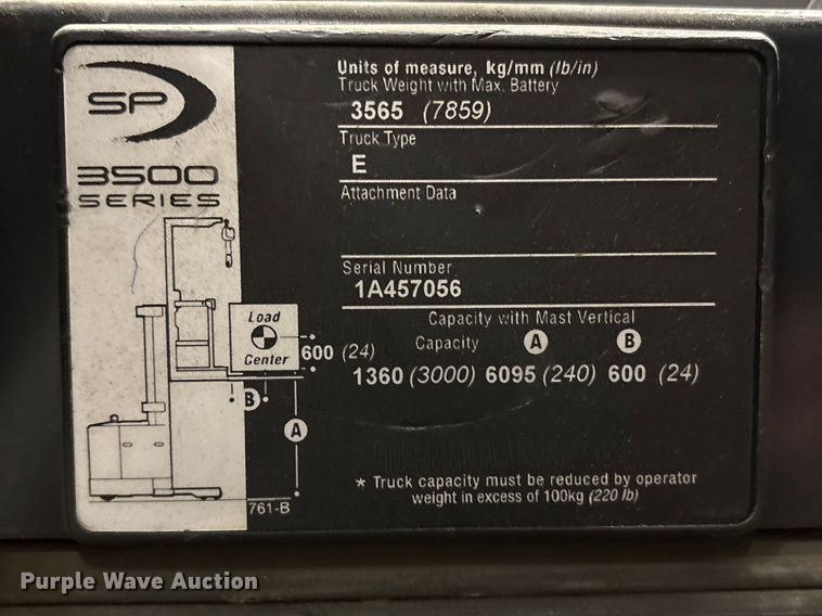 image for item DT2859 2016 Crown SP3520-30 order picker