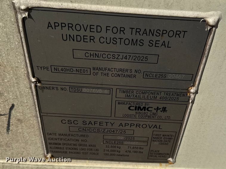 image for item DZ4399 2025 shipping container