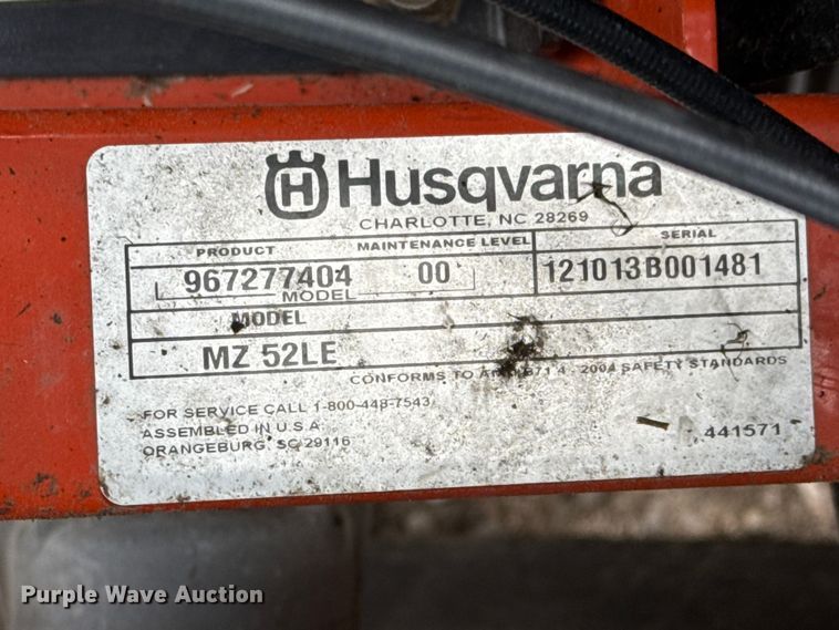 image for item DZ5139 Husquvarna MZ52LE ZTR lawn mower