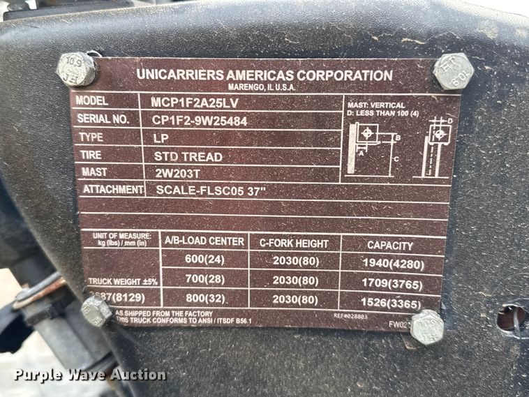 image for item DZ5140 Unicarrier MCP1F2A25LV forklift