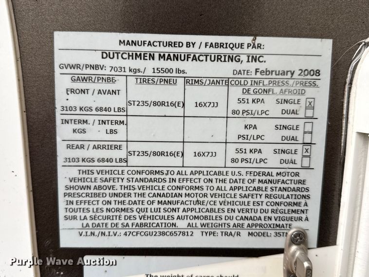 image for item DZ5150 2008 Dutchmen Grand Junction camper