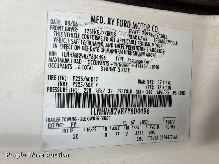 image for item DZ5157 2007 Lincoln Town Car 