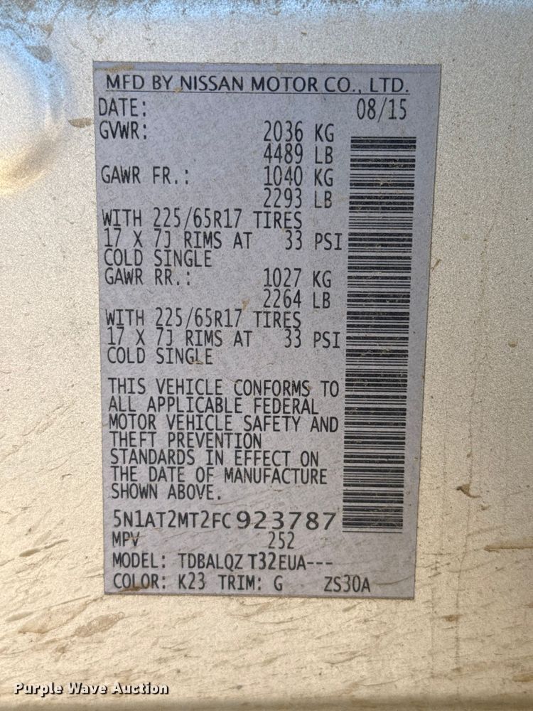 image for item DZ5192 2016 Nissan Rogue SUV