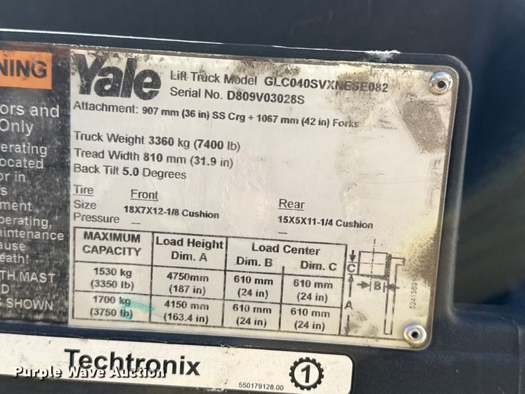 image for item DZ5234 Yale GLC040SVSVXNESE082 forklift