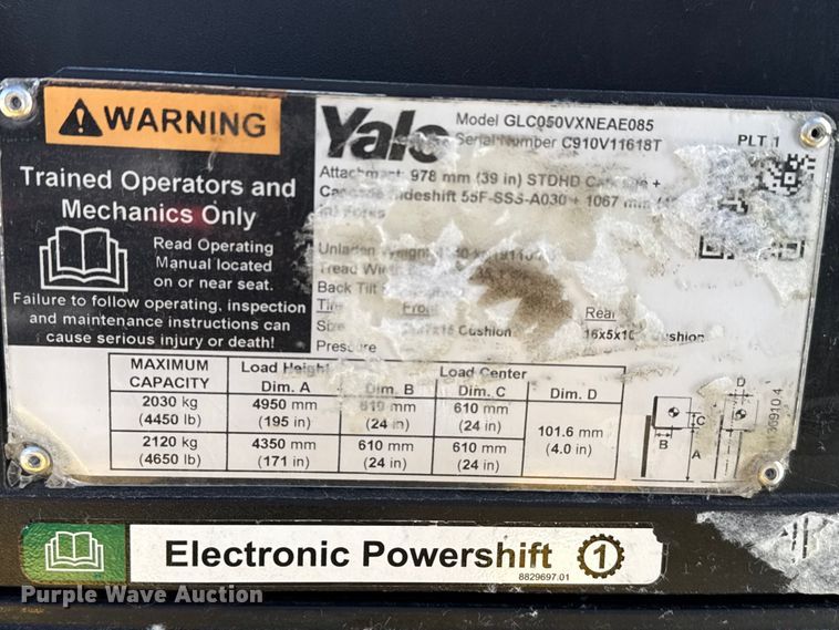 image for item DZ5236 Yale GLC050VXNEAE085 forklift