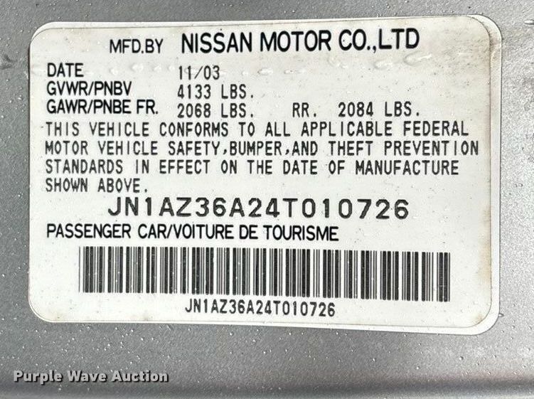 image for item EA4478 2004 Nissan 350Z convertible