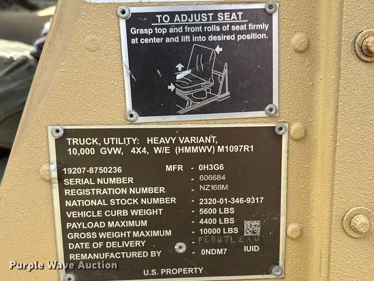 image for item EA4566 2007 AM General M1097R1 SUV